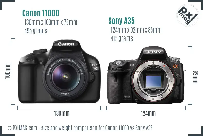 Canon 1100D vs Sony A35 size comparison