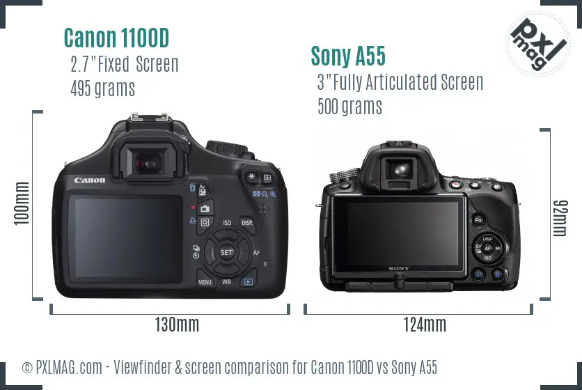 Canon 1100D vs Sony A55 Screen and Viewfinder comparison