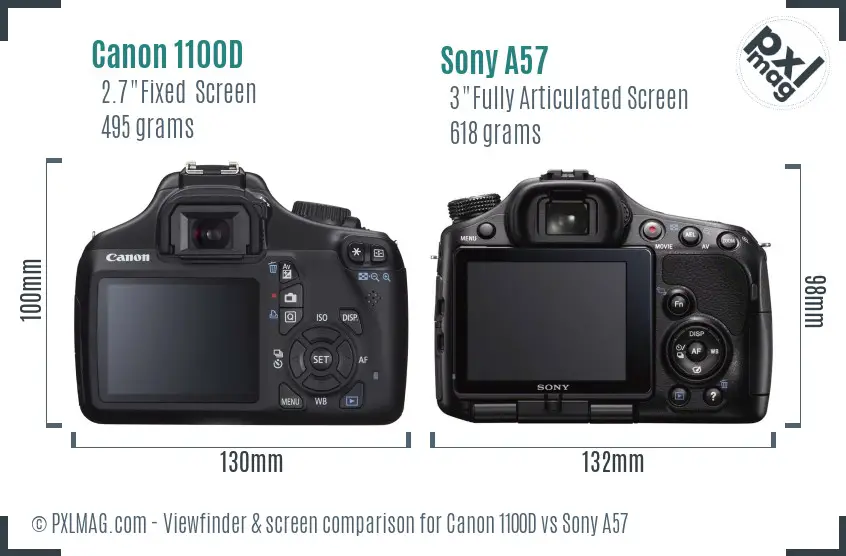Canon 1100D vs Sony A57 Screen and Viewfinder comparison