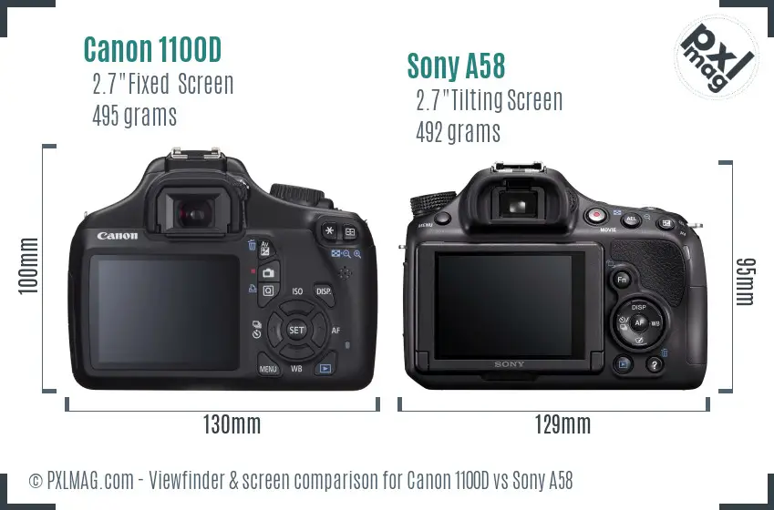 Canon 1100D vs Sony A58 Screen and Viewfinder comparison