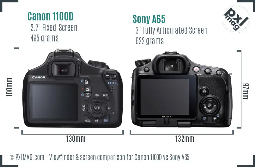 Canon 1100D vs Sony A65 Screen and Viewfinder comparison