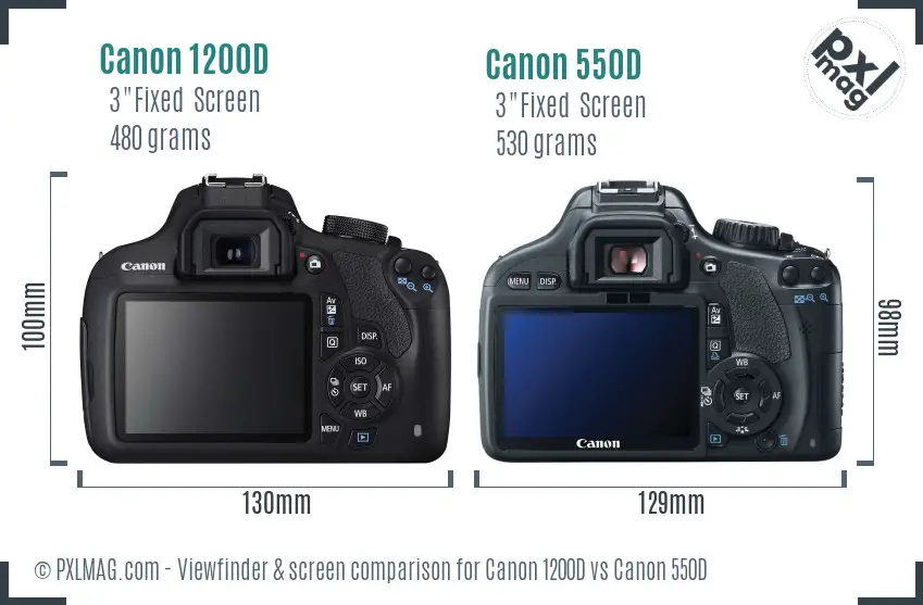 Canon 1200D vs Canon 550D Screen and Viewfinder comparison