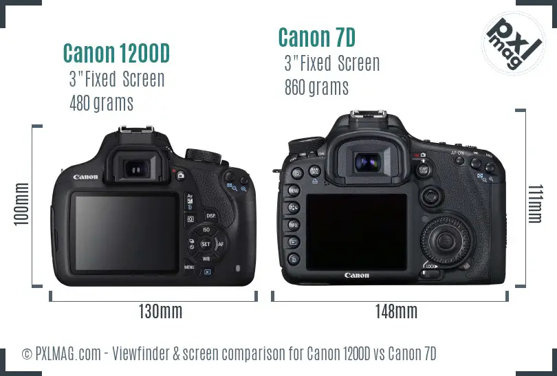 Canon 1200D vs Canon 7D Screen and Viewfinder comparison