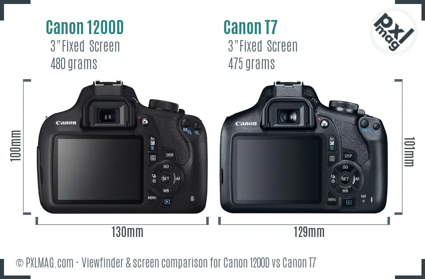 Canon 1200D vs Canon T7 Screen and Viewfinder comparison