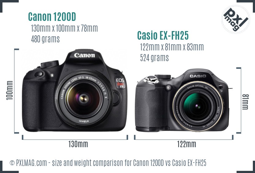Canon 1200D vs Casio EX-FH25 size comparison Canon 1200D vs Casio EX-FH25 size comparison