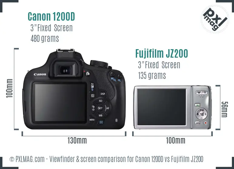 Canon 1200D vs Fujifilm JZ200 Screen and Viewfinder comparison