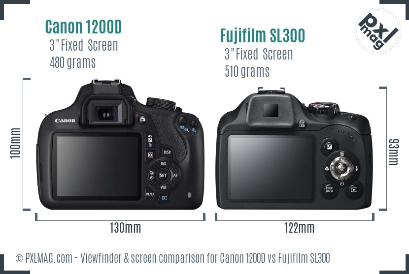 Canon 1200D vs Fujifilm SL300 Screen and Viewfinder comparison
