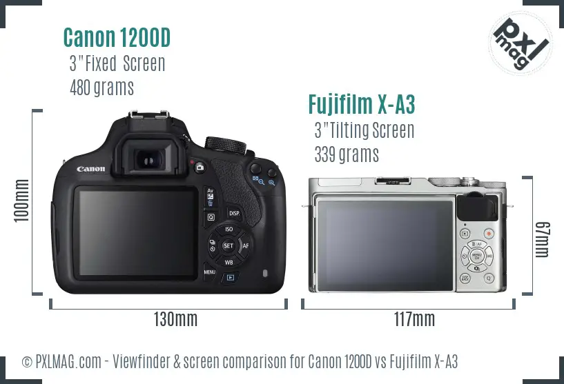 Canon 1200D vs Fujifilm X-A3 Screen and Viewfinder comparison Canon 1200D vs Fujifilm X-A3 Screen and Viewfinder comparison