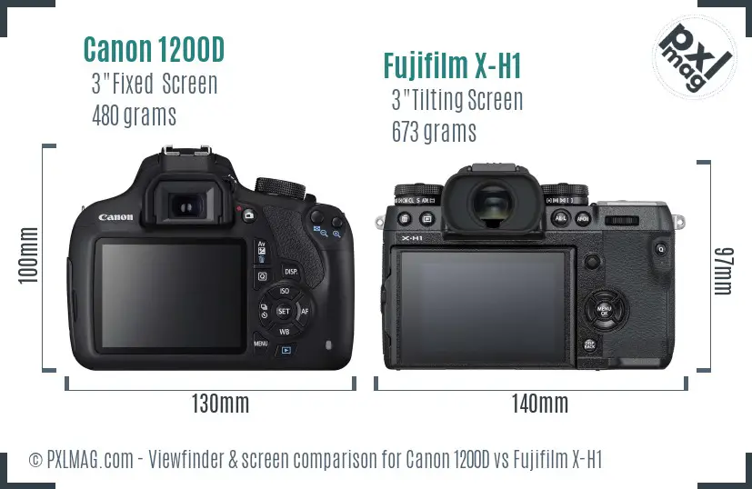 Canon 1200D vs Fujifilm X-H1 Screen and Viewfinder comparison