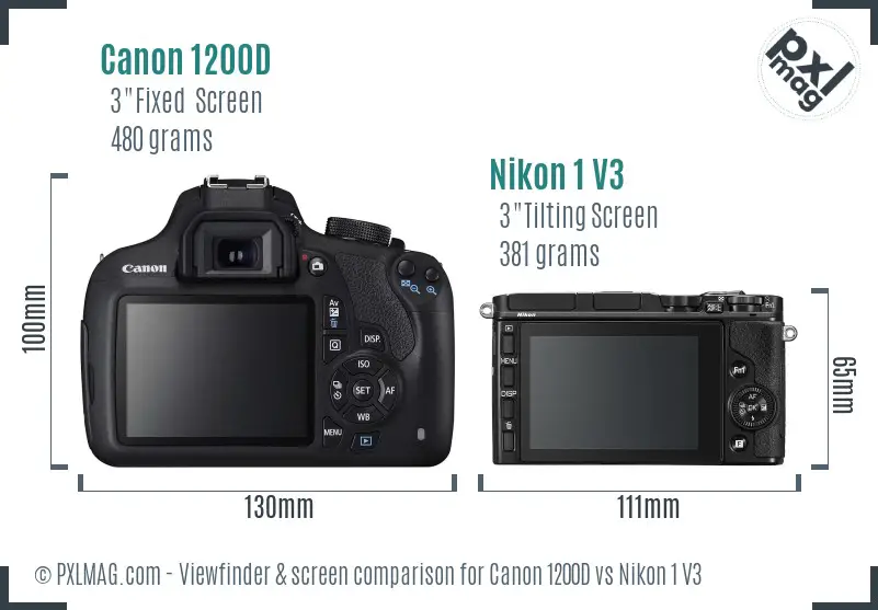 Canon 1200D vs Nikon 1 V3 Screen and Viewfinder comparison