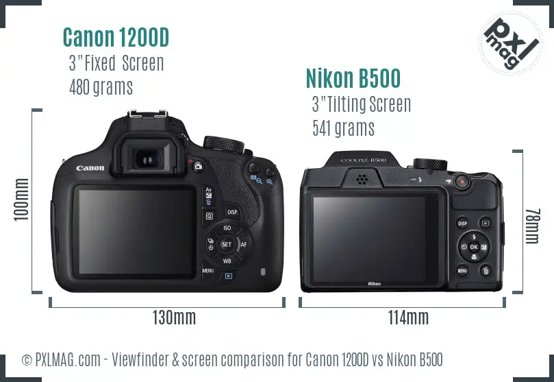 Canon 1200D vs Nikon B500 Screen and Viewfinder comparison