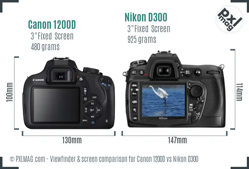 Canon 1200D vs Nikon D300 Screen and Viewfinder comparison Canon 1200D vs Nikon D300 Screen and Viewfinder comparison