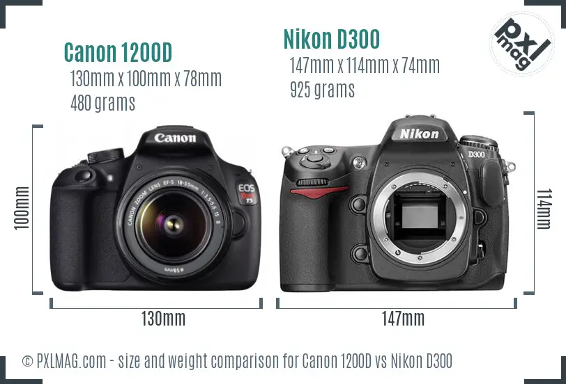 Canon 1200D vs Nikon D300 size comparison Canon 1200D vs Nikon D300 size comparison
