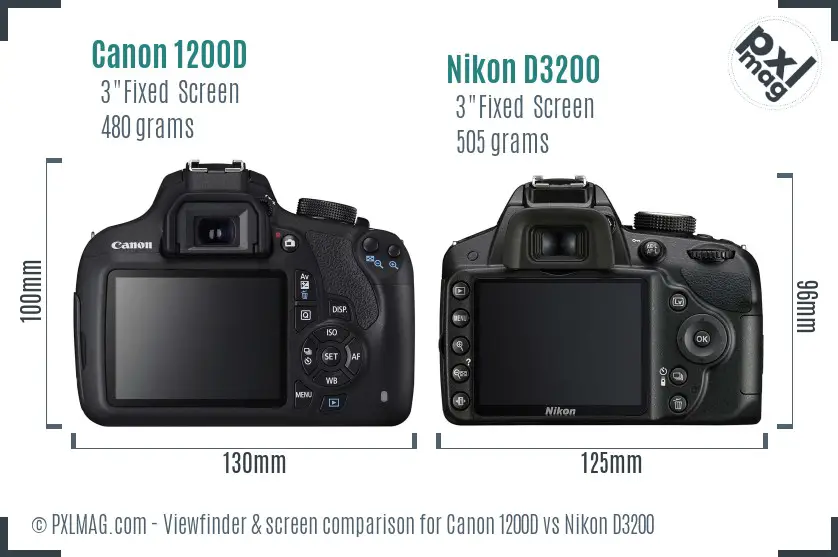 Canon 1200D vs Nikon D3200 Screen and Viewfinder comparison