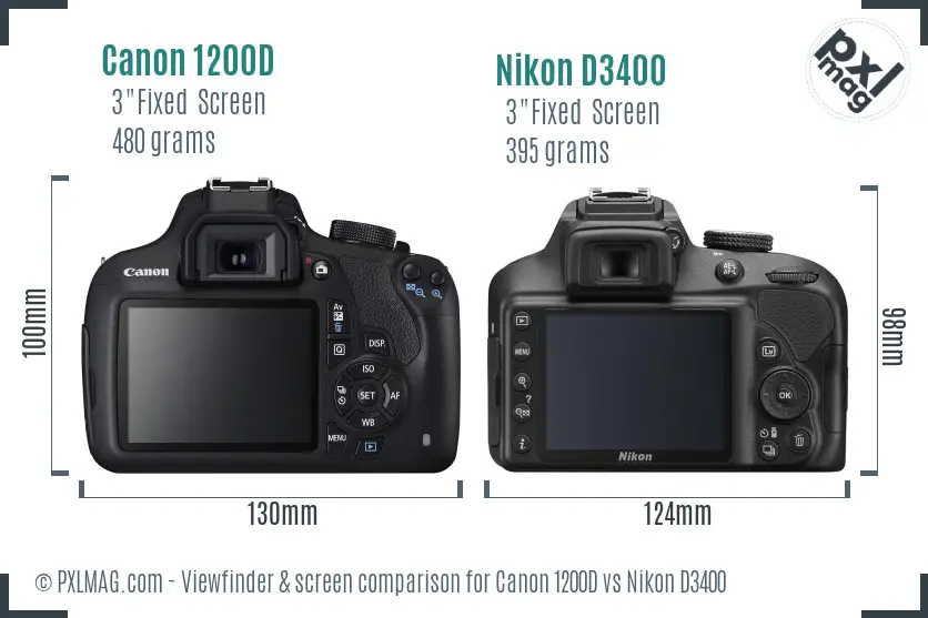 Canon 1200D vs Nikon D3400 Screen and Viewfinder comparison