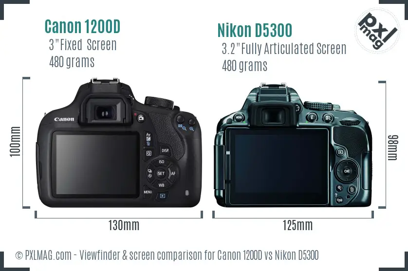 Canon 1200D vs Nikon D5300 Screen and Viewfinder comparison