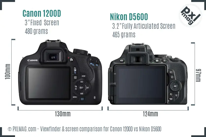 Canon 1200D vs Nikon D5600 Screen and Viewfinder comparison
