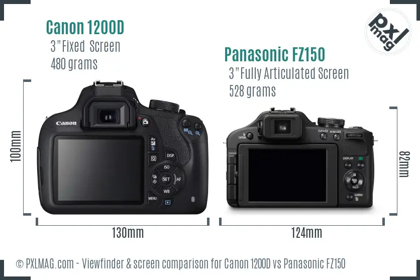 Canon 1200D vs Panasonic FZ150 Screen and Viewfinder comparison Canon 1200D vs Panasonic FZ150 Screen and Viewfinder comparison