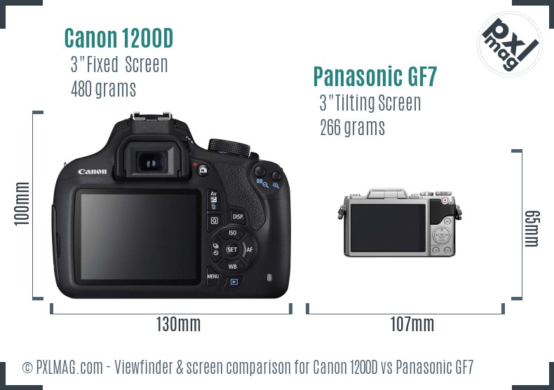 Canon 1200D vs Panasonic GF7 Screen and Viewfinder comparison