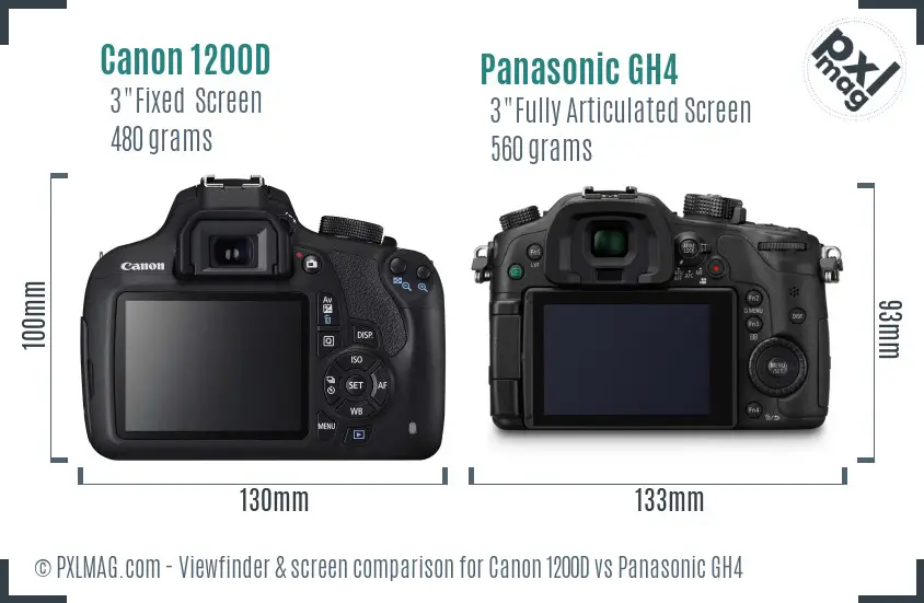 Canon 1200D vs Panasonic GH4 Screen and Viewfinder comparison Canon 1200D vs Panasonic GH4 Screen and Viewfinder comparison