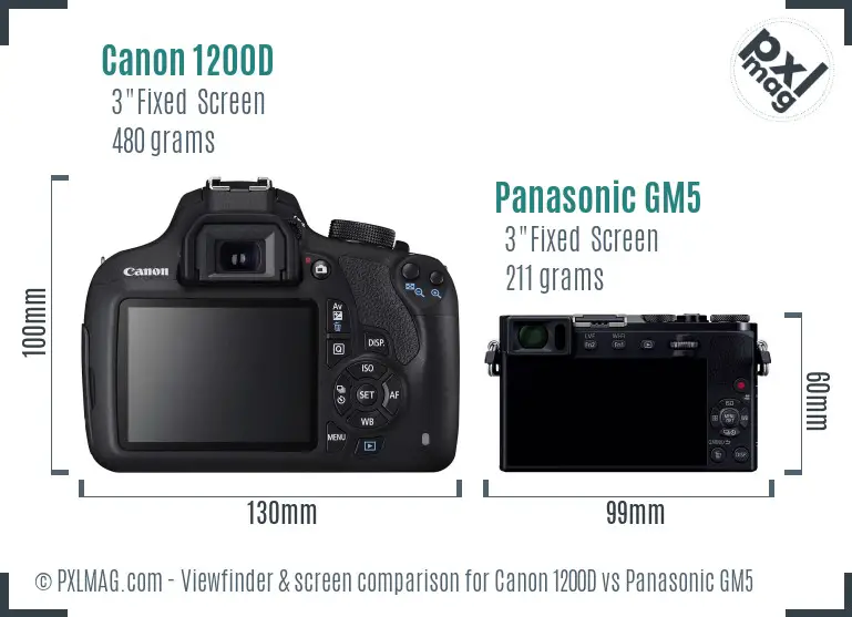 Canon 1200D vs Panasonic GM5 Screen and Viewfinder comparison