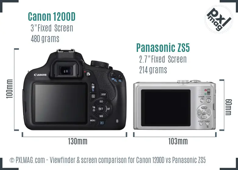 Canon 1200D vs Panasonic ZS5 Screen and Viewfinder comparison