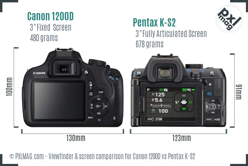 Canon 1200D vs Pentax K-S2 Screen and Viewfinder comparison