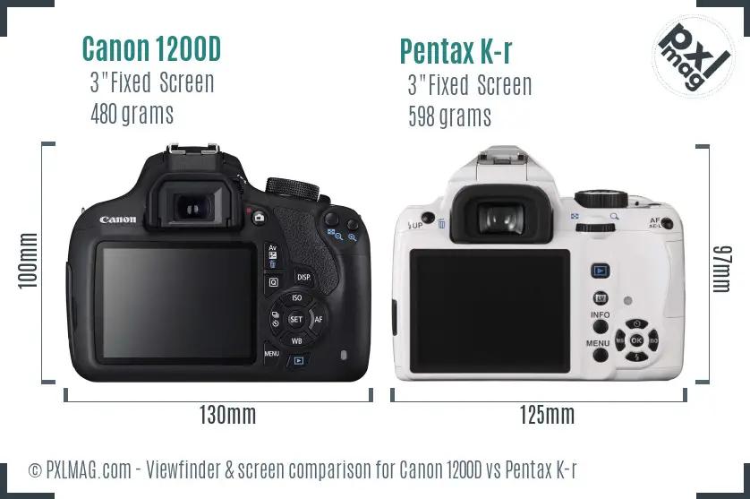 Canon 1200D vs Pentax K-r Screen and Viewfinder comparison