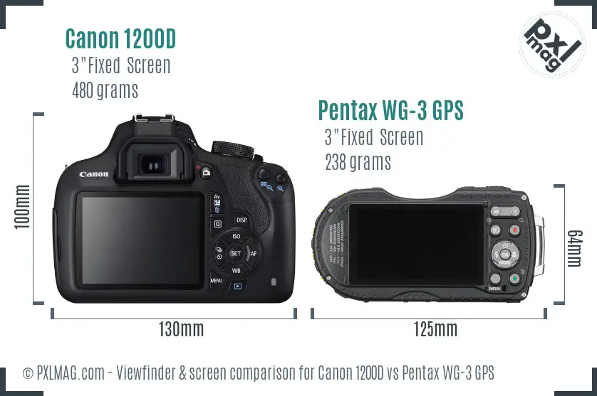 Canon 1200D vs Pentax WG-3 GPS Screen and Viewfinder comparison Canon 1200D vs Pentax WG-3 GPS Screen and Viewfinder comparison