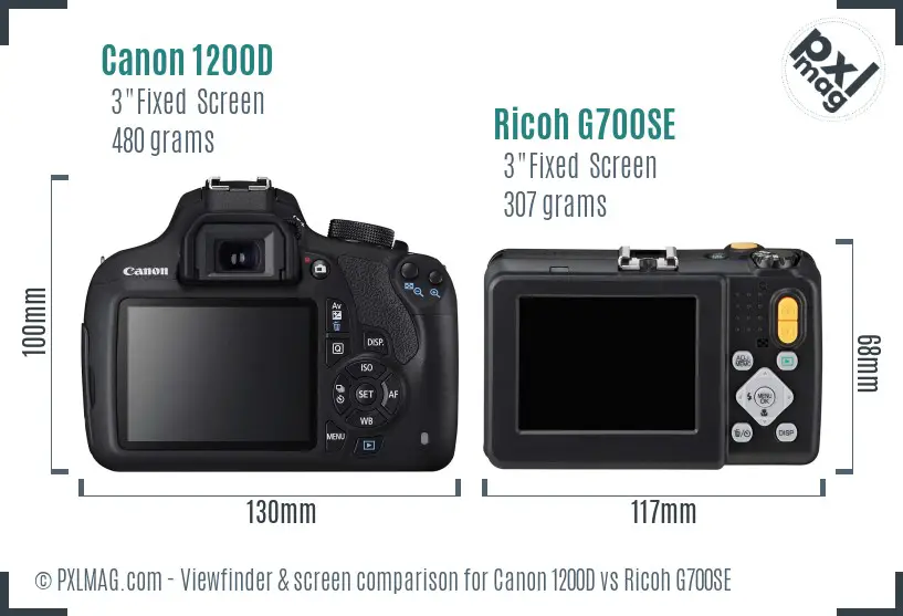 Canon 1200D vs Ricoh G700SE Screen and Viewfinder comparison