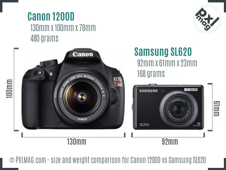 Canon 1200D vs Samsung SL620 size comparison Canon 1200D vs Samsung SL620 size comparison