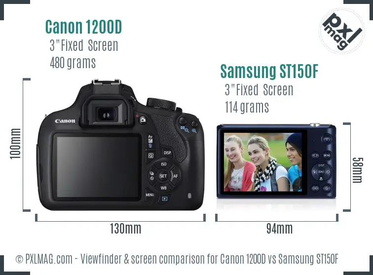 Canon 1200D vs Samsung ST150F Screen and Viewfinder comparison