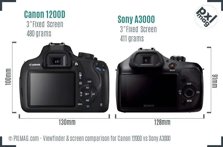 Canon 1200D vs Sony A3000 Screen and Viewfinder comparison