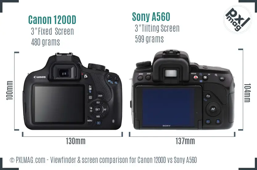 Canon 1200D vs Sony A560 Screen and Viewfinder comparison