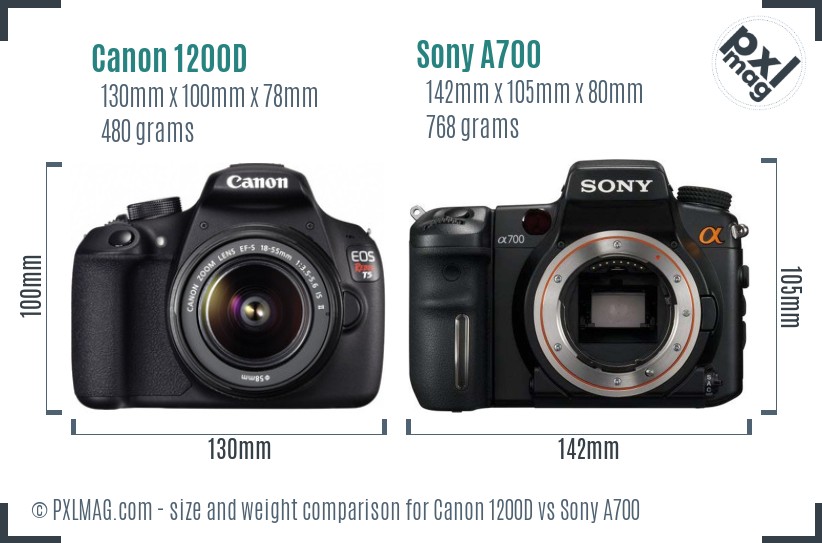 Canon 1200D vs Sony A700 size comparison Canon 1200D vs Sony A700 size comparison