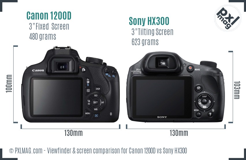 Canon 1200D vs Sony HX300 Screen and Viewfinder comparison