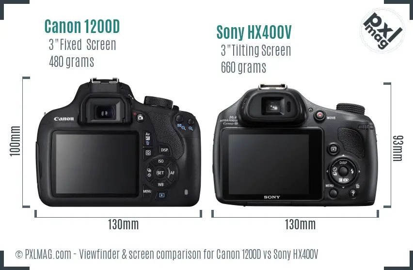 Canon 1200D vs Sony HX400V Screen and Viewfinder comparison