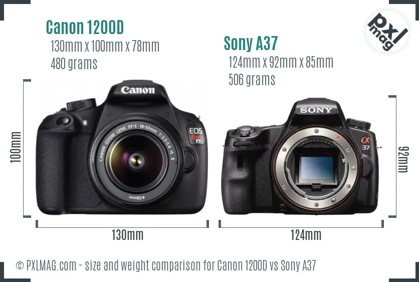 Canon 1200D vs Sony A37 size comparison