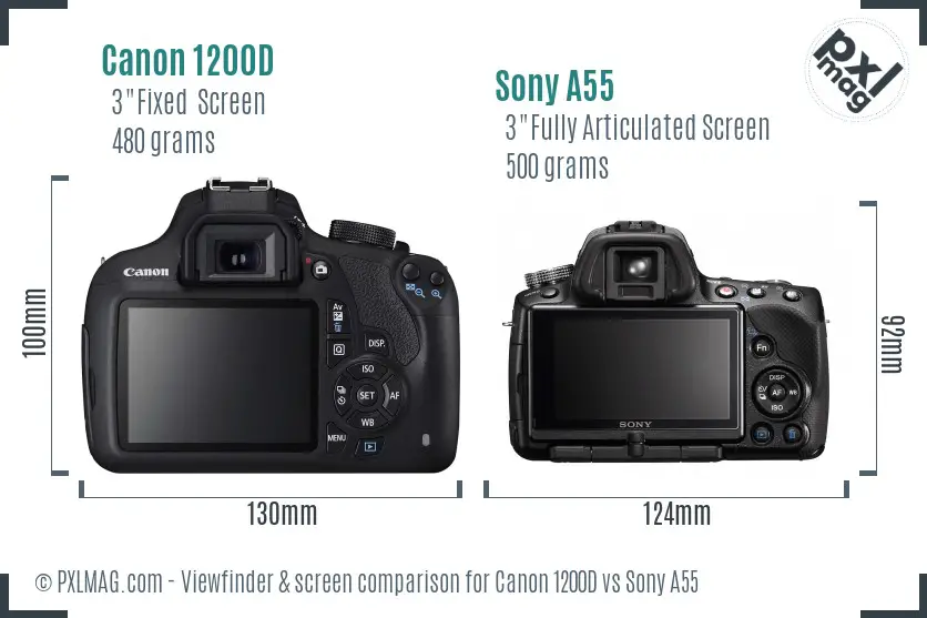 Canon 1200D vs Sony A55 Screen and Viewfinder comparison