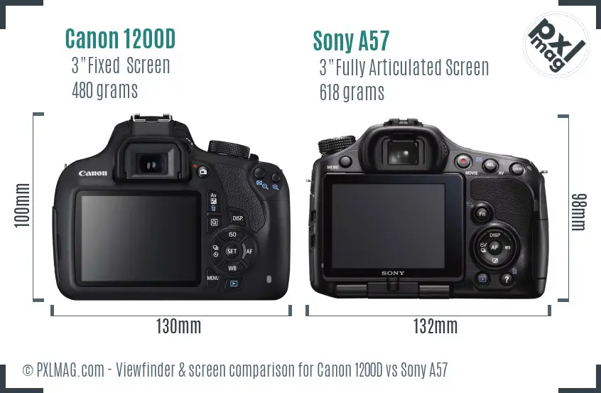 Canon 1200D vs Sony A57 Screen and Viewfinder comparison