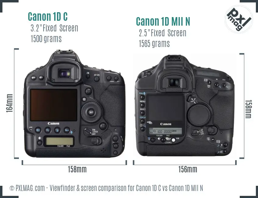 Canon 1D C vs Canon 1D MII N Screen and Viewfinder comparison