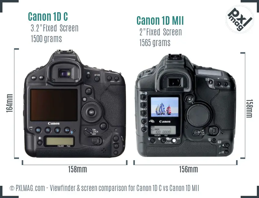 Canon 1D C vs Canon 1D MII Screen and Viewfinder comparison