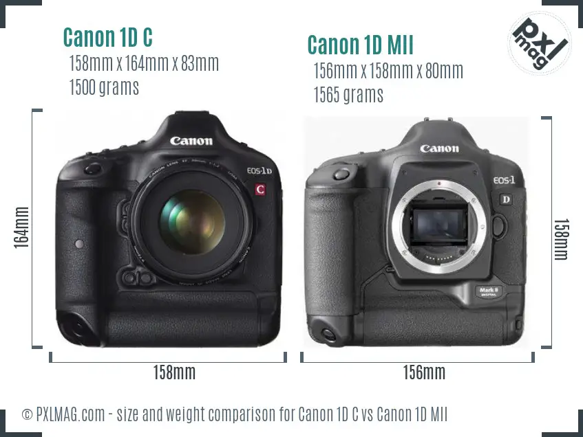 Canon 1D C vs Canon 1D MII size comparison