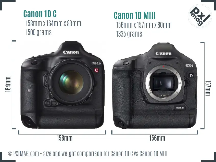 Canon 1D C vs Canon 1D MIII size comparison