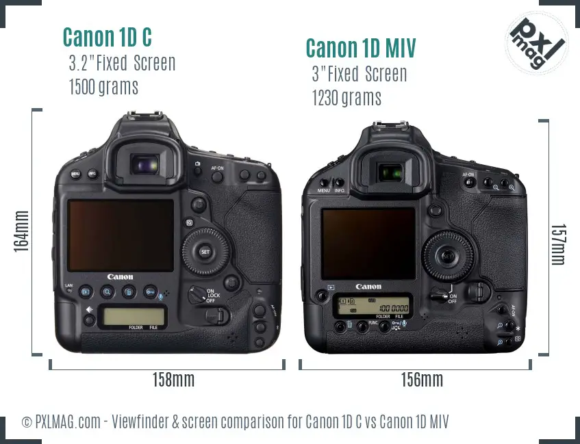 Canon 1D C vs Canon 1D MIV Screen and Viewfinder comparison
