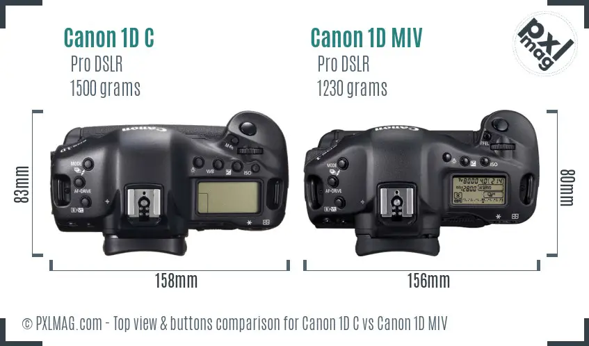 Canon 1D C vs Canon 1D MIV top view buttons comparison