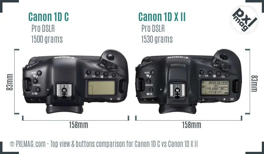Canon 1D C vs Canon 1D X II top view buttons comparison