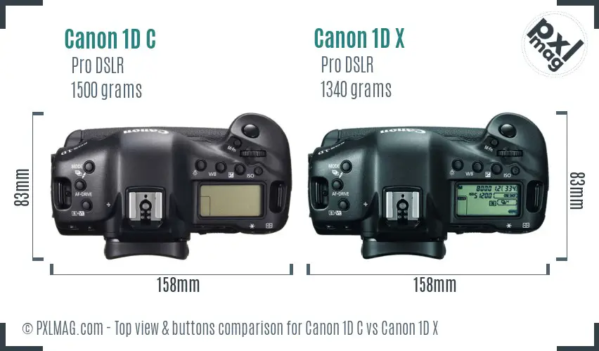 Canon 1D C vs Canon 1D X top view buttons comparison