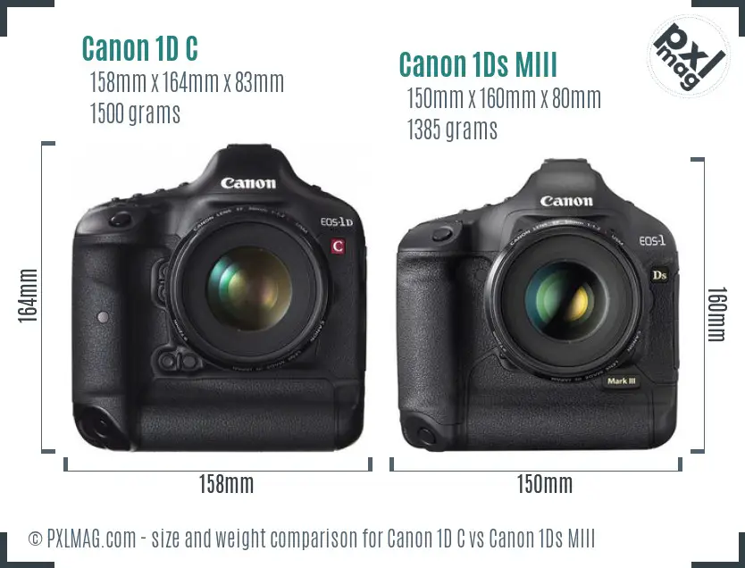 Canon 1D C vs Canon 1Ds MIII size comparison