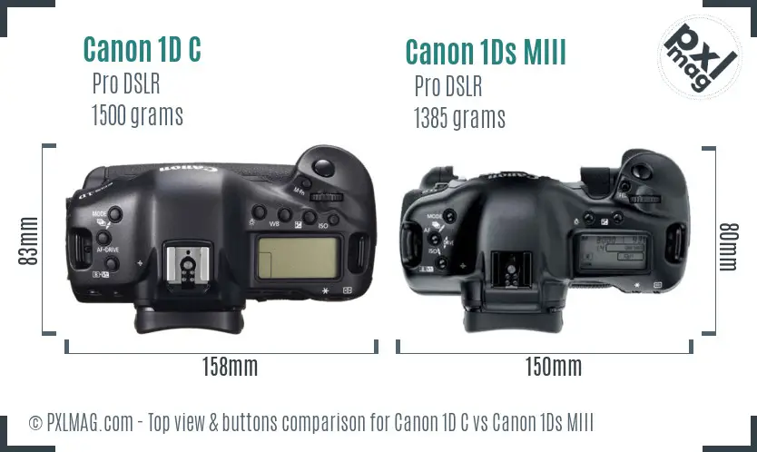 Canon 1D C vs Canon 1Ds MIII top view buttons comparison